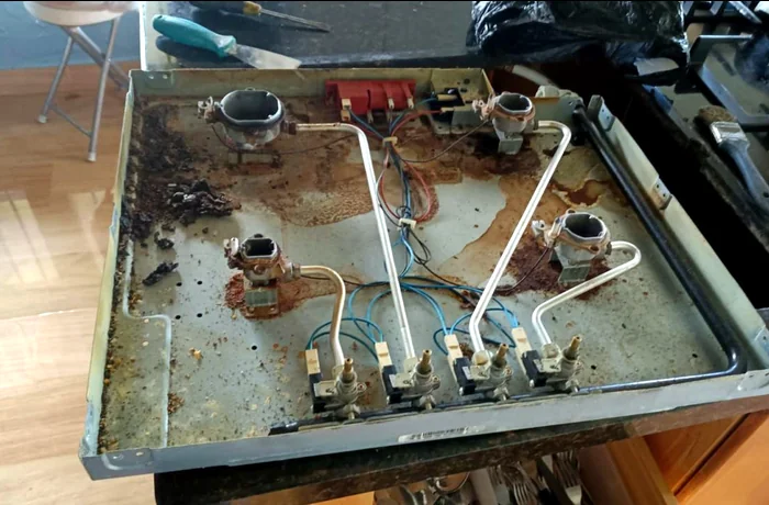 Estufa antes de la reparación